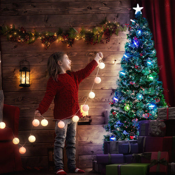 dropship 7.5ft Pre-Lit Fiber Optical Christmas Tree with Colorful Lights and 300 Branch Tips