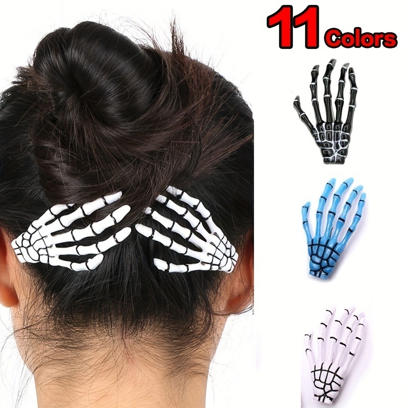 dropship Halloween Skeleton Claw Hair Clip Gothic Punk Rock Barrettes Skull Hand Hair Accessories For Halloween Party Cosplay Wear