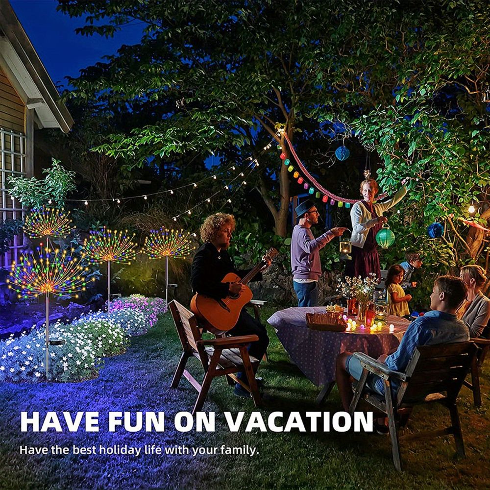 dropship 1 Pack Solar Firework Light Outdoor, IP65 Waterproof Solar Garden Flower Lights With 8 Lighting Modes, Decorative Fairy Lights With Stake, Halloween Decorations