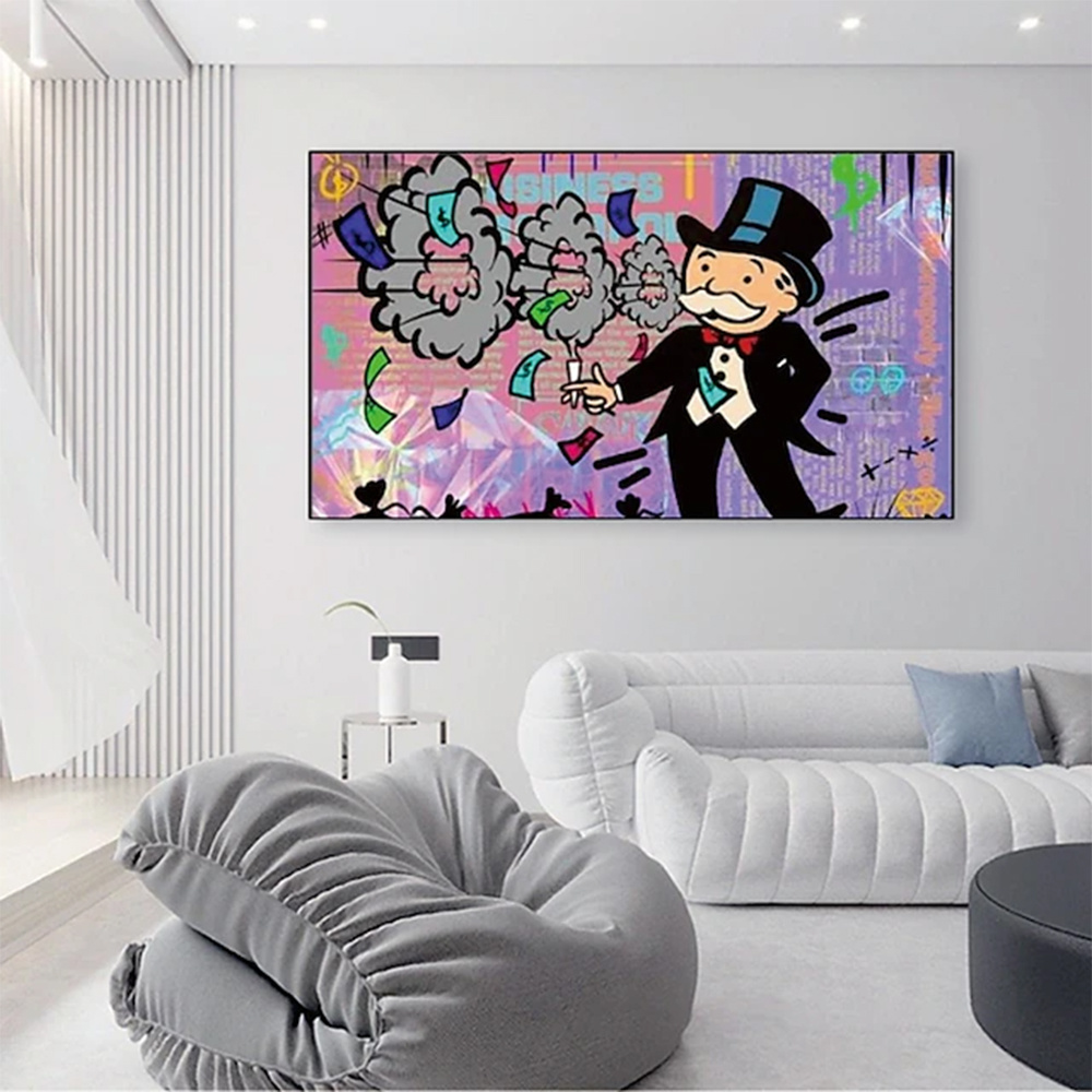 dropship Hand Painted Oil Painting Street Art Abstract Alec Monopoly Painting Modern Living Room Hallway Bedroom Luxurious Decorative Painting