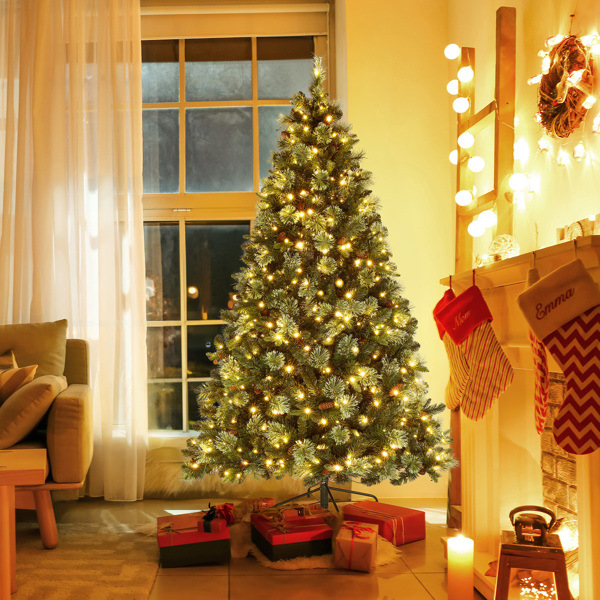 dropship 6ft Automatic Tree Structure PE PVC Material 500 Lights Warm Color 9 Modes With Remote Control 900 Branches With Pine Needles Christmas Tree Green