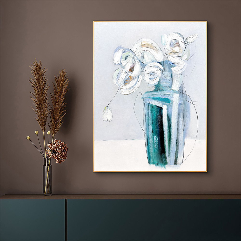 dropship Hand Painted Oil Painting Minimalism Abstract Floral Oil On Canvas Large Original Floral Scenery Acrylic Modern Painting Wall Art Living Room Decor