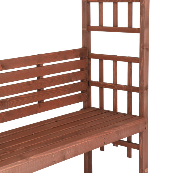 dropship 6.8FT Wooden Arch with Bench for 2 People, Garden Arbor Trellis for Climbing Plant, Outdoor Garden Lawn Backyard Patio Decor, Dark Brown