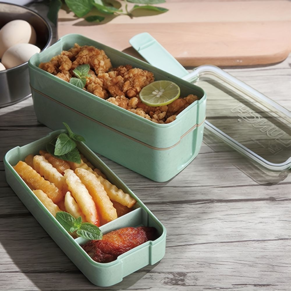 dropship 1 set 3-in-1 Bento Box Set - Microwave and Dishwasher Safe Lunch Box with Dividers and Utensils - Perfect for School, Travel, and Snacks