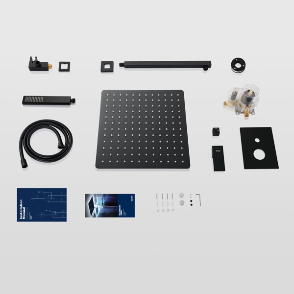 dropship Male NPT Matte Black Shower System, Shower Faucet Set for Bathroom Shower Fixtures with 10 Inch Rain Shower Head and Handheld (Pressure Balance Shower Trim Valve Kit Included)