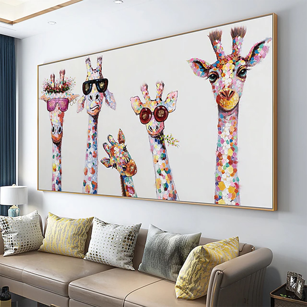 dropship Hand Painted Oil Painting Horizontal Abstract Animals Giraffe Modern Living Room Hallway Bedroom Luxurious Decorative Painting