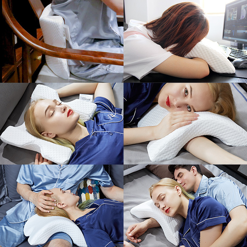dropship 1pc Sleeping Pillow Couple Pillow Arm Pillow Slow Rebound Pressure Cuddle Pillow Memory Foam Travel Arched Shaped U Pillow Providing Comfort And Support Curved Pillow For Couples