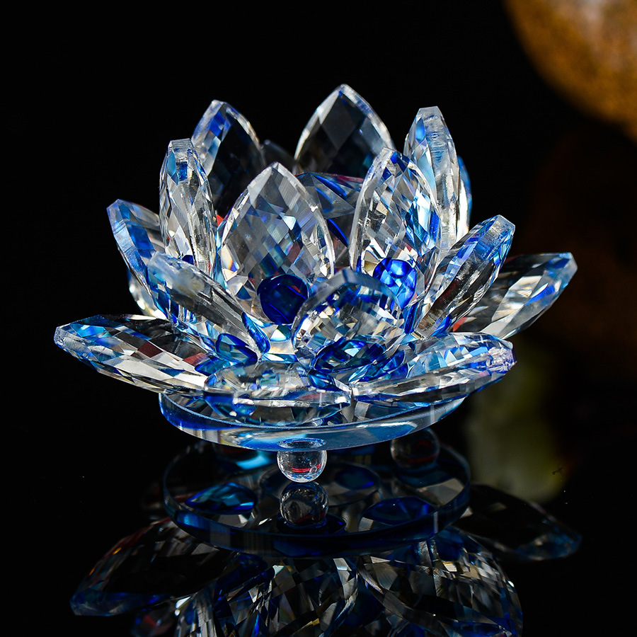 dropship 80 mm Feng shui Quartz Crystal Lotus Flower Crafts Glass Paperweight Ornaments Figurines Home Wedding Party Decor Gifts Souvenir