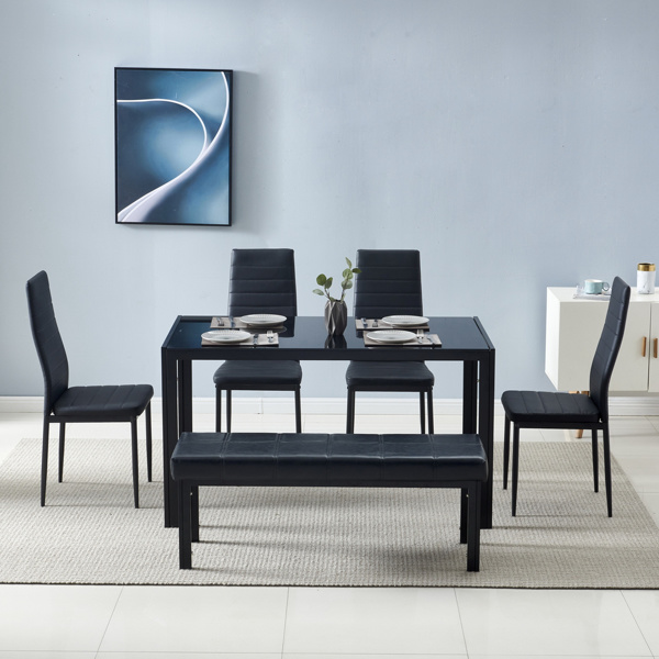 dropship Simple Assembled Tempered Glass & Iron Dinner Table Black(Replacement code: 21491449)