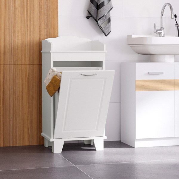 dropship Free Standing Home Organizer Hamper, Bathroom Storage Cabinet, White