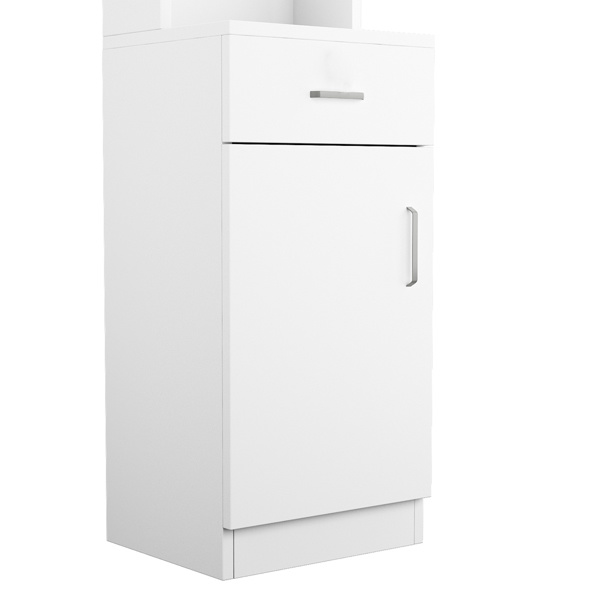 dropship FCH Standing 5 Compartments 1 Drawer 1 Door MDF Barber Cabinet White