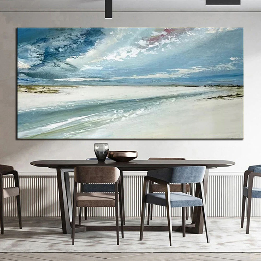 dropship Hand Painted Oil Paintings Abstract Seascape Painting Beach Ocean Living Room Hallway Luxurious Decorative Painting