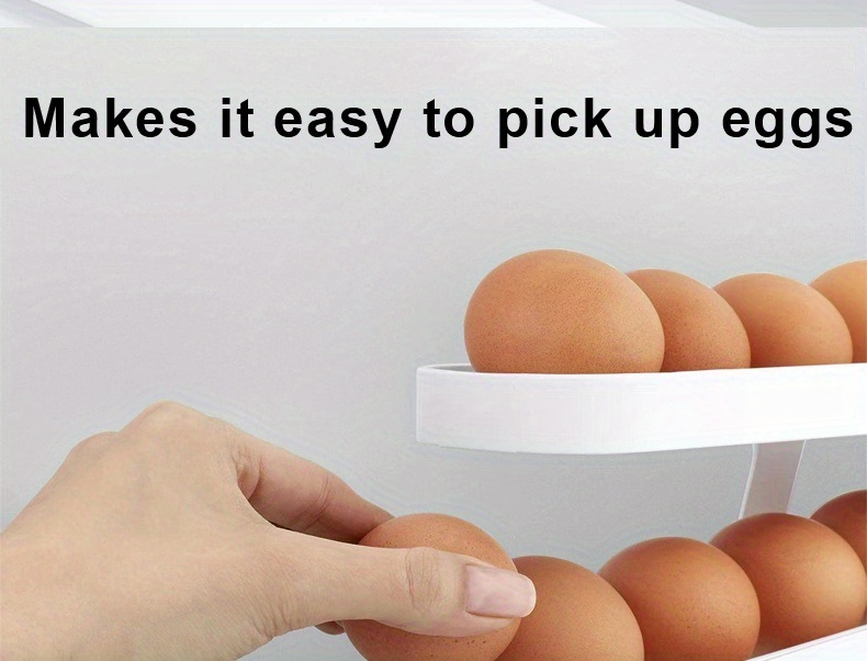 dropship 1pc Rolling Refrigerator Egg Dispenser, Space-Saving Holder For Fridge Storage Anti-fall Egg Tray, Egg Rack Tray For Refrigerator, Kitchen Supplies