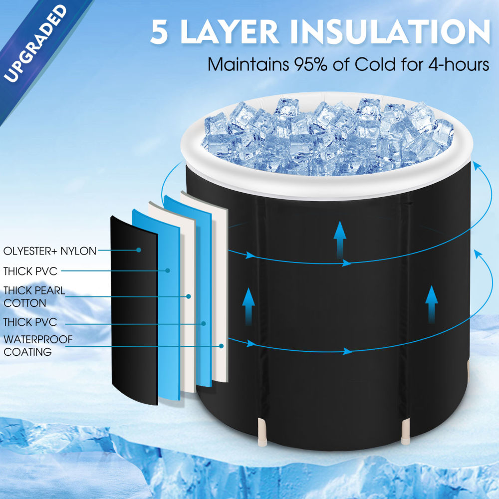 dropship Recovery ice tub, Foldable Adult Bathtub, Outdoor Portable Cold Water Therapy tub, Fitness/Rehab ice tub for Athletes, Long-Lasting Insulated ice tub, Adult spa Soaking Bucket
