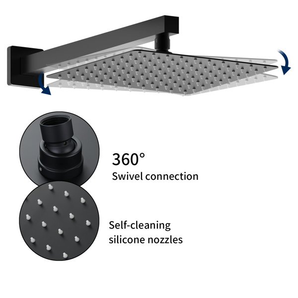dropship Male NPT Matte Black Shower System, Shower Faucet Set for Bathroom Shower Fixtures with 10 Inch Rain Shower Head and Handheld (Pressure Balance Shower Trim Valve Kit Included)