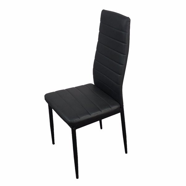 dropship 6pcs Elegant Assembled Stripping Texture High Backrest Dining Chairs Black