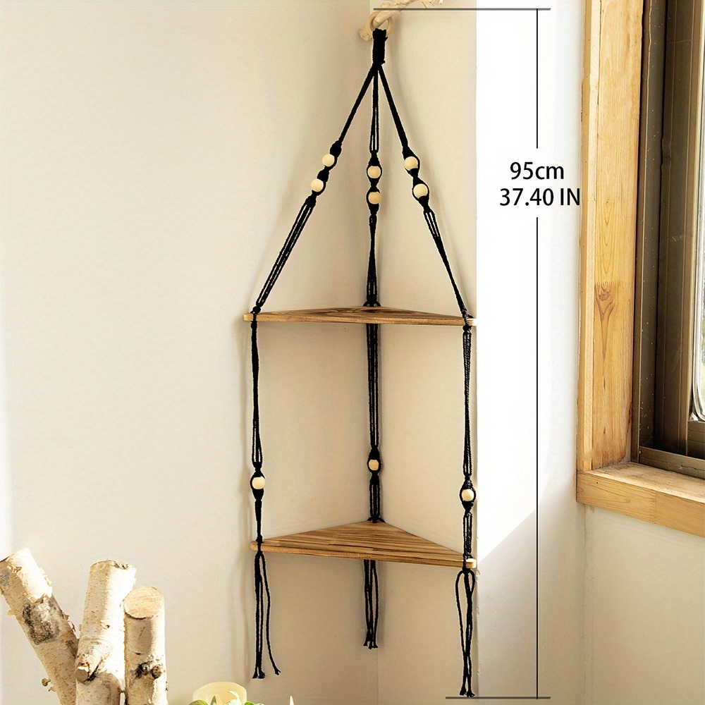 dropship 1pc,Boho Triangle Shelves Wall Decor - Plant Hanger, Candle Holder, and Home Decor for Living Room and Bedroom