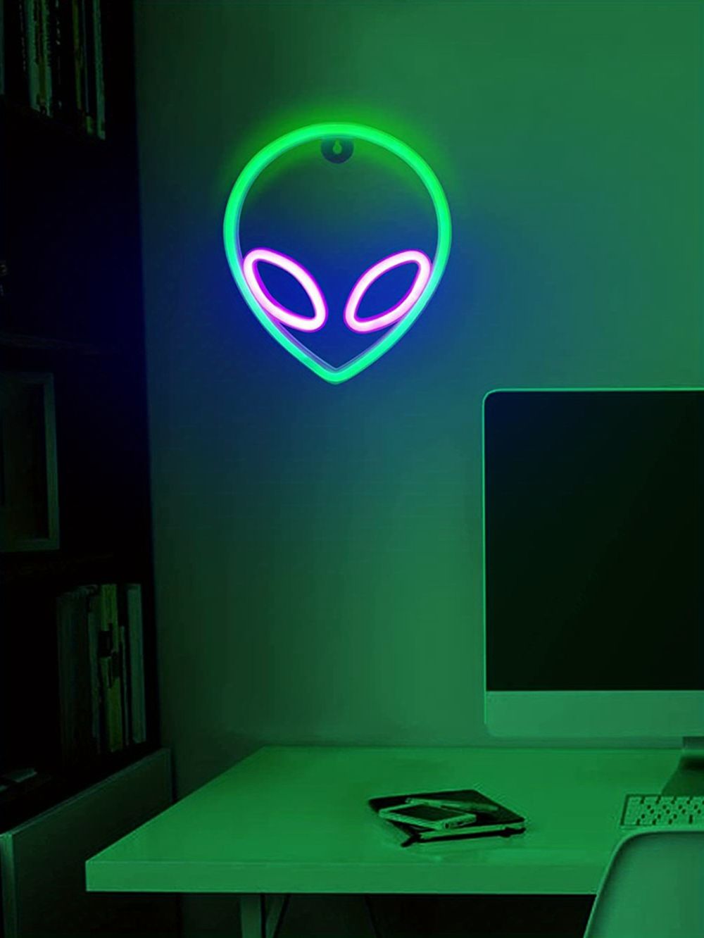 dropship 1pc Alien Shape LED Neon Sign, USB & Battery Powered Novelty Neon Mini Night Light, Novelty Wall Lamp With 1pc Hook For Bedroom Kids Room Party Home Wall Decor
