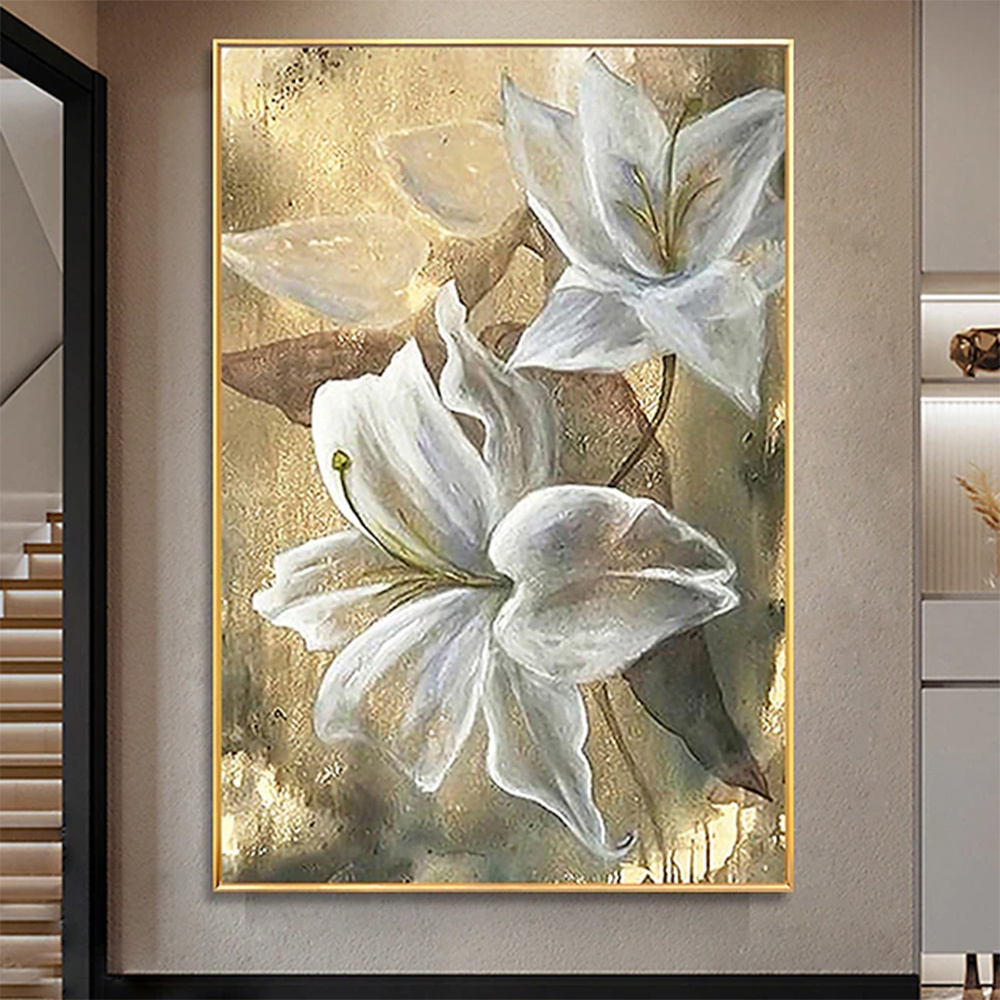 dropship Hand Painted Oil Paintings Hand Painted High quality Flowers Contemporary Modern Rolled Canvas Living Room Hallway Luxurious Decorative Painting