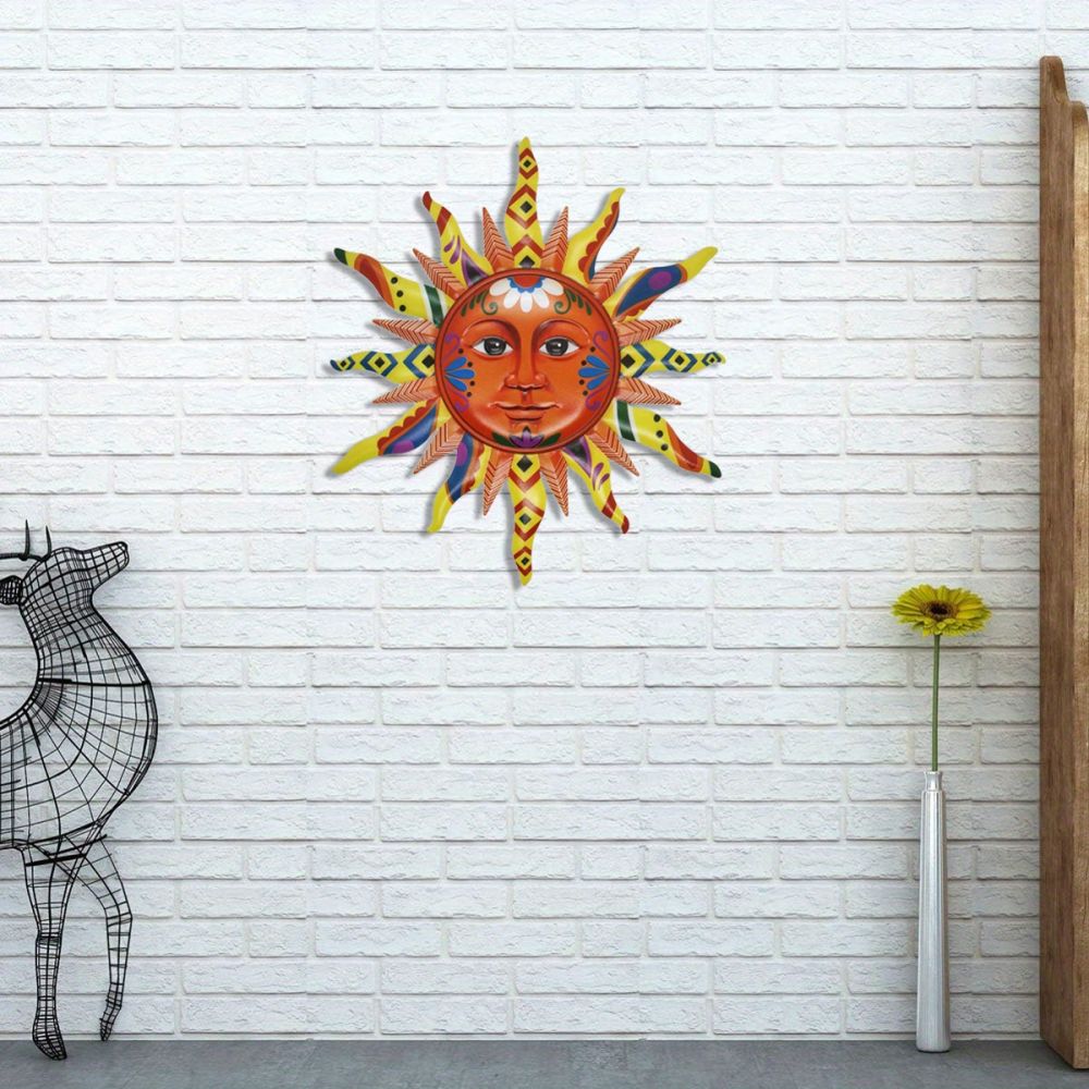 dropship Add a Splash of Color to Your Home with this 3D Metal Sun Wall Hanging Art Decor!