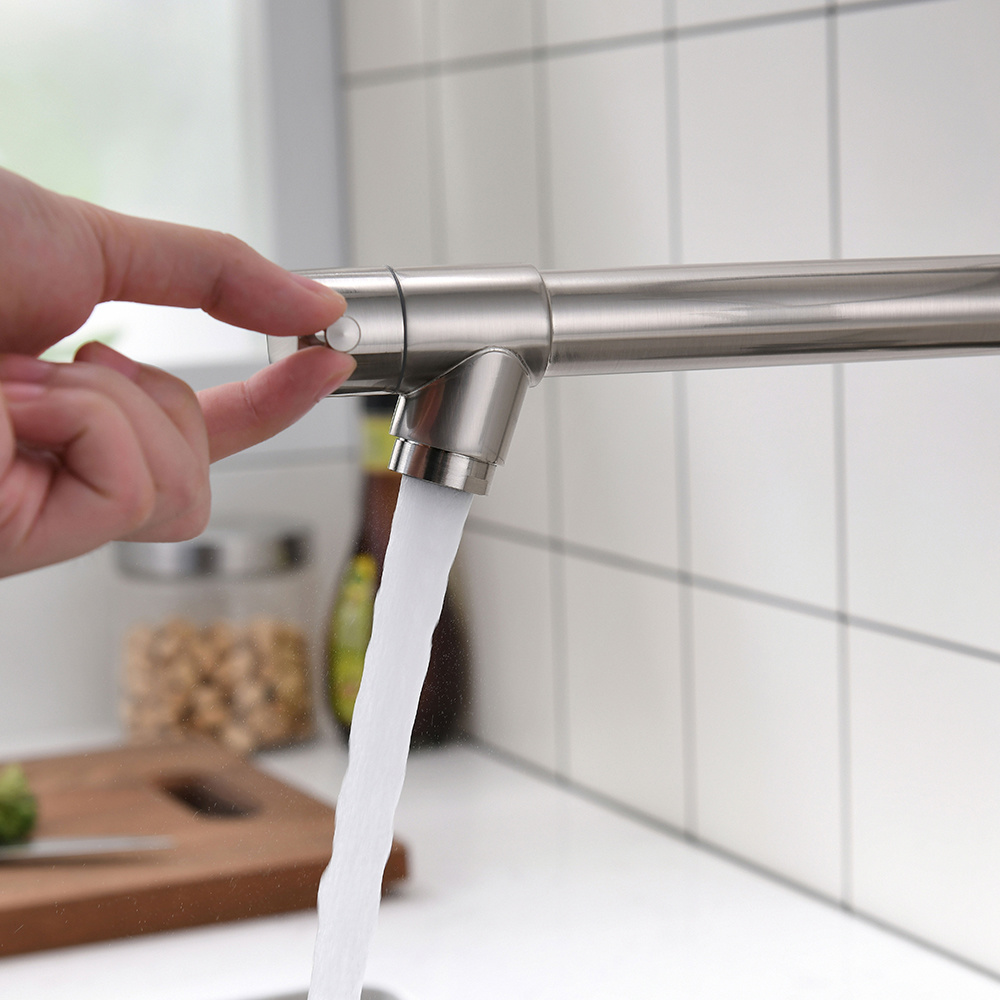 dropship Kitchen Faucet with Pull Down Sprayer Brushed Nickel Stainless Steel Single Handle Kitchen Sink Faucets