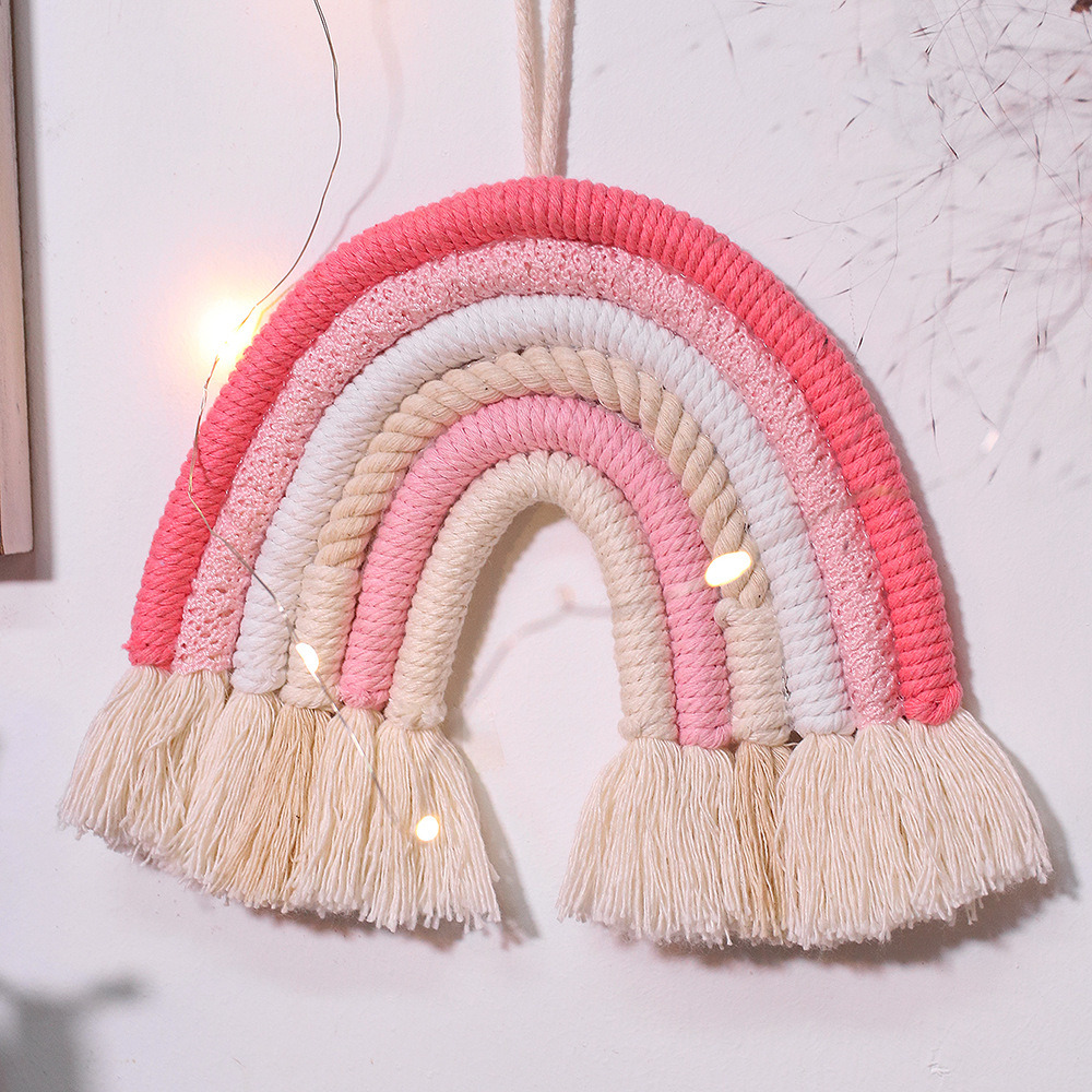 dropship 1pc Vibrant Rainbow Macrame Wall Hanging - Stunning Home Decor for Living Room, Bedroom, and More