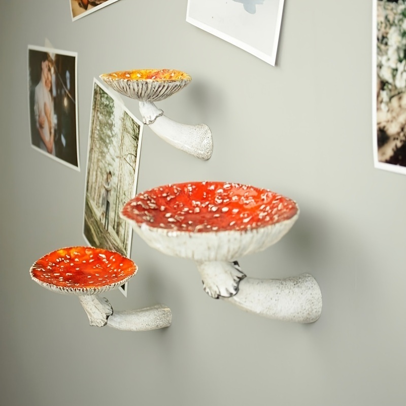 dropship 1pc Resin Mushroom Hanging Shelf - Decorative Wall Mounted Shelves for Home and Office Decor