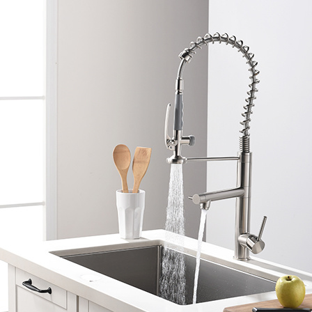 dropship Kitchen Faucet with Pull Down Sprayer Brushed Nickel Stainless Steel Single Handle Kitchen Sink Faucets
