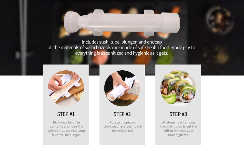 dropship 1pc Sushi Maker Set - Quick and Easy DIY Rice Mold Bazooka Roller Kit with Vegetable and Meat Rolling Tool - Perfect for Home Cooking and Entertaining