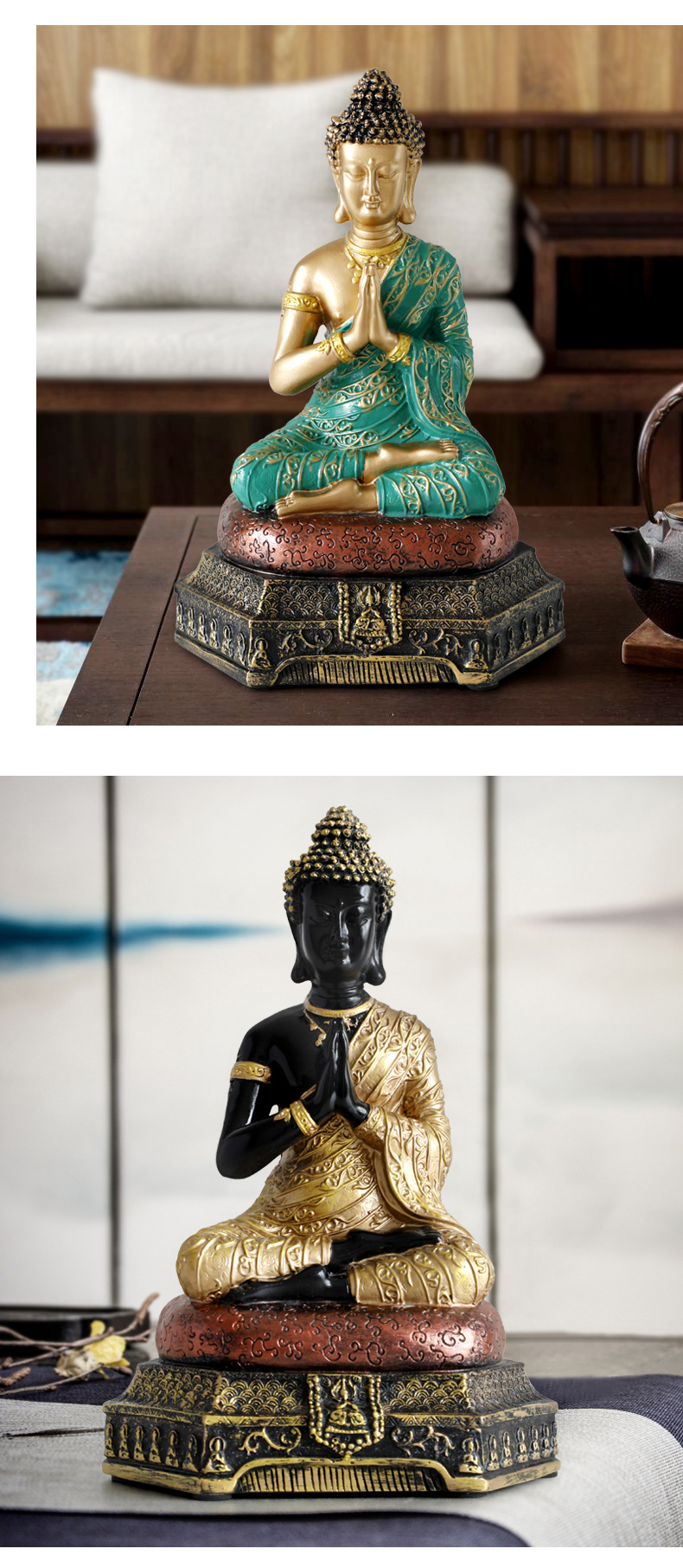 dropship Buddha Statues Thailand for Garden office home Decor Desk ornament fengshui hindu sitting Buddha figurine Decoration