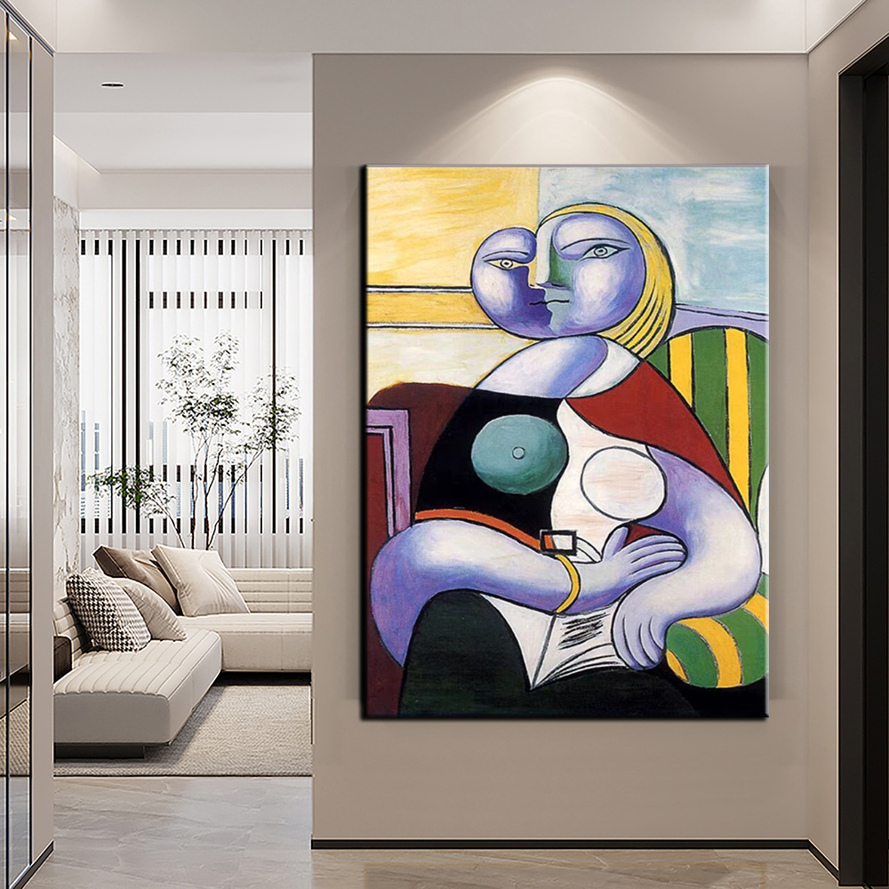 dropship Hand Painted Oil Painting Pablo Picasso the Original Painting A woman who reads Living Room Hallway Bedroom Luxurious Decorative Painting