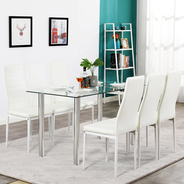 dropship Simple Assembled Transparent Glass & Iron Dinner Table