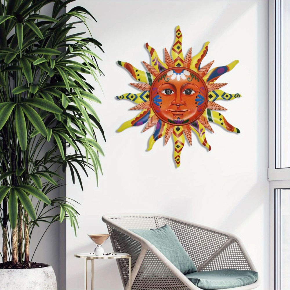 dropship Add a Splash of Color to Your Home with this 3D Metal Sun Wall Hanging Art Decor!