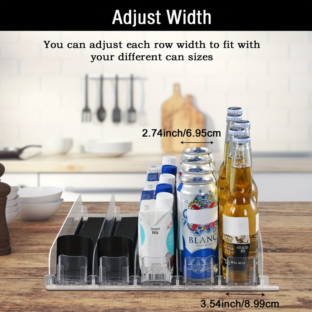 dropship 1 Set 3/4/5 Rows Soda Can Dispenser, Refrigerator Bottle Can Organizer, Self-Pushing Soda Can Dispenser Holds Up To 12 Cans, Beverage Storage For Pantry/Vending Machine