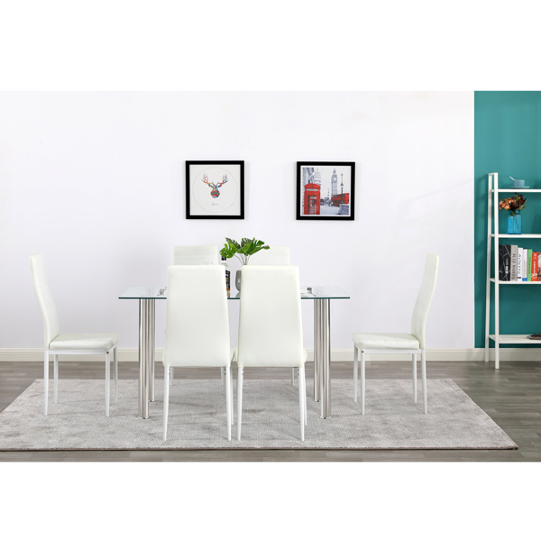 dropship Simple Assembled Transparent Glass & Iron Dinner Table
