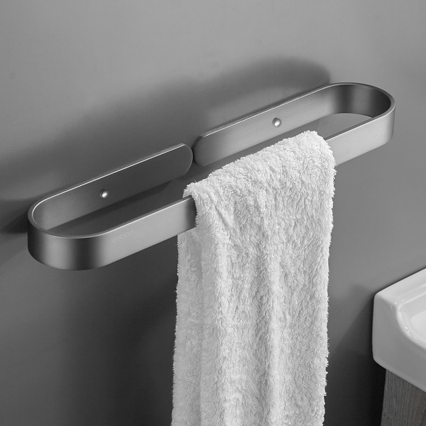 dropship Towel Ring Gun Grey, Bath Hand Towel Square Ring Thicken Space Aluminum Round Towel Holder for Bathroom