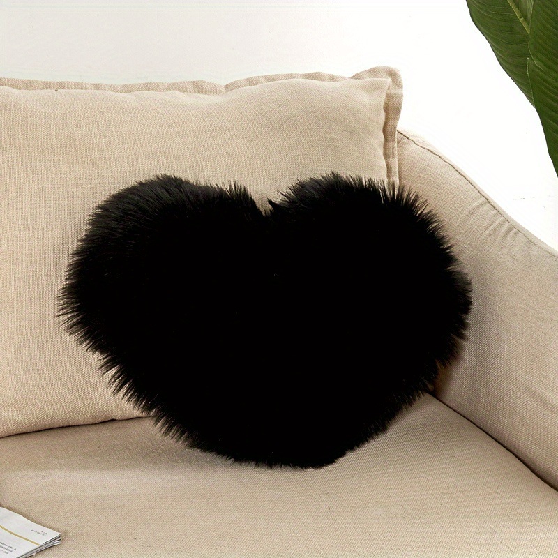 dropship 1pc Boho Love Heart Plush Throw Pillow - Fluffy Luxury Cushion for Couch, Sofa, Bed - Detachable and Machine Washable Home Decor