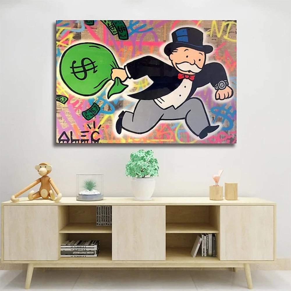 dropship Hand Painted Oil Painting Alec Monopoly Painting Wall Street Art Modern Abstract Living Room Hallway Bedroom Luxurious Decorative Painting