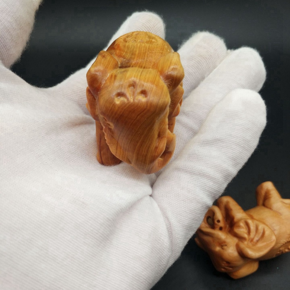 dropship Natural Thuja Wood Elephant Figurines Craft Carved Natural Wooden Mini Animals Antique Decoration