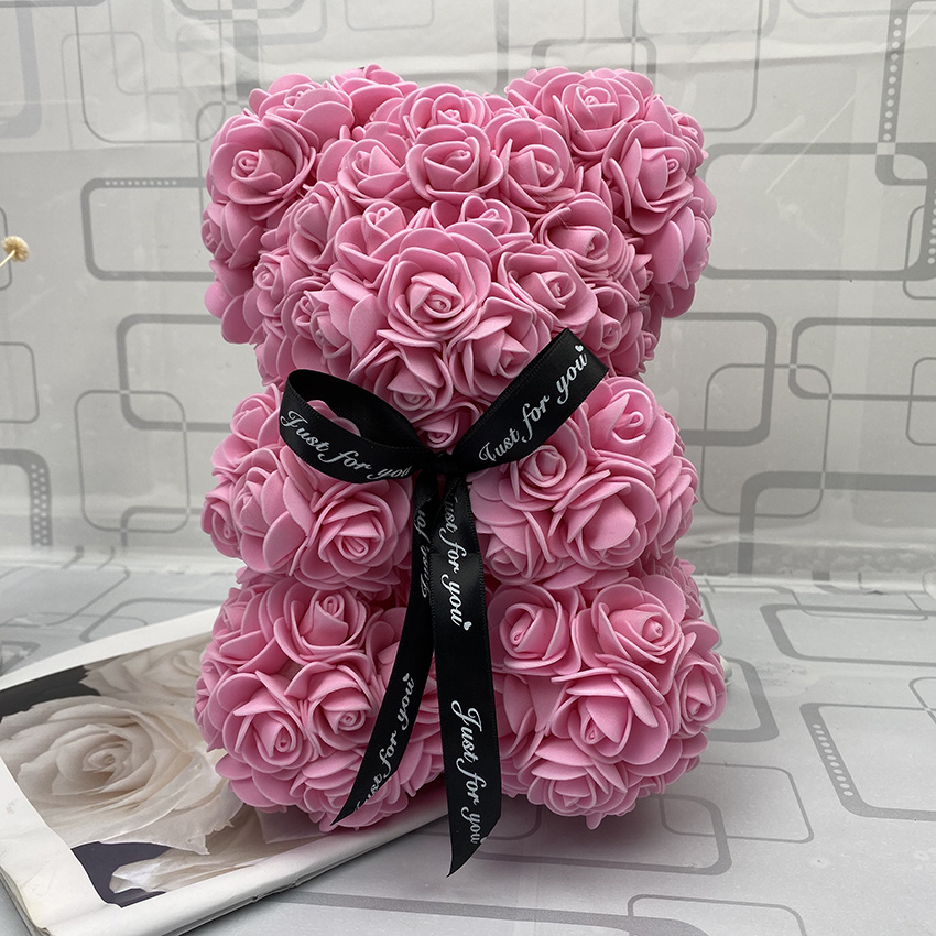 dropship Valentines Day Gift 25cm Red Rose Teddy Bear Flower Valentines Gift