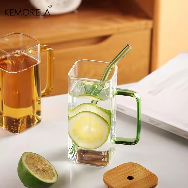 dropship 1pc, 13.5oz Adorable Glass Cups with Lids and Straws - Perfect for Back to School and On-the-Go Drinks