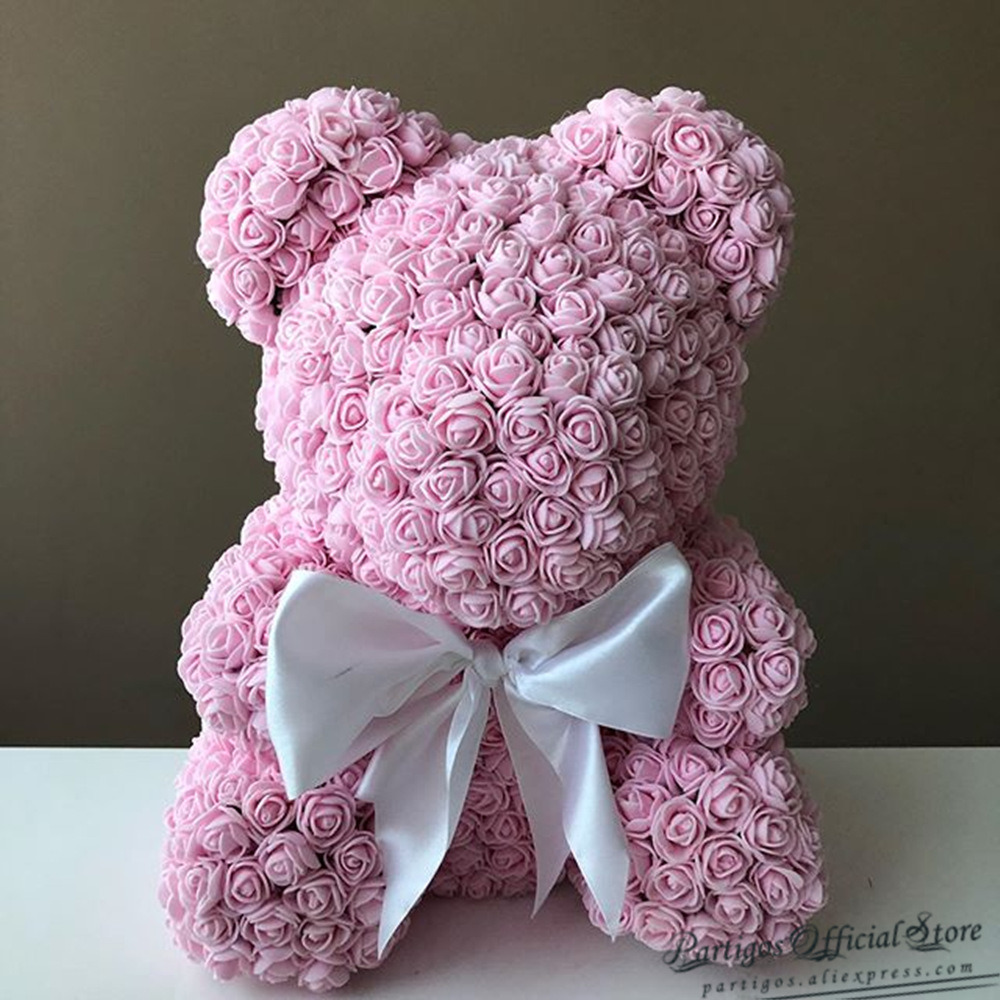 dropship DIY Valentines Day Gifts Red Rose Bear Artificial foam Roses Flower Wedding Engagement Decoration little Bear Mold bear Teddy