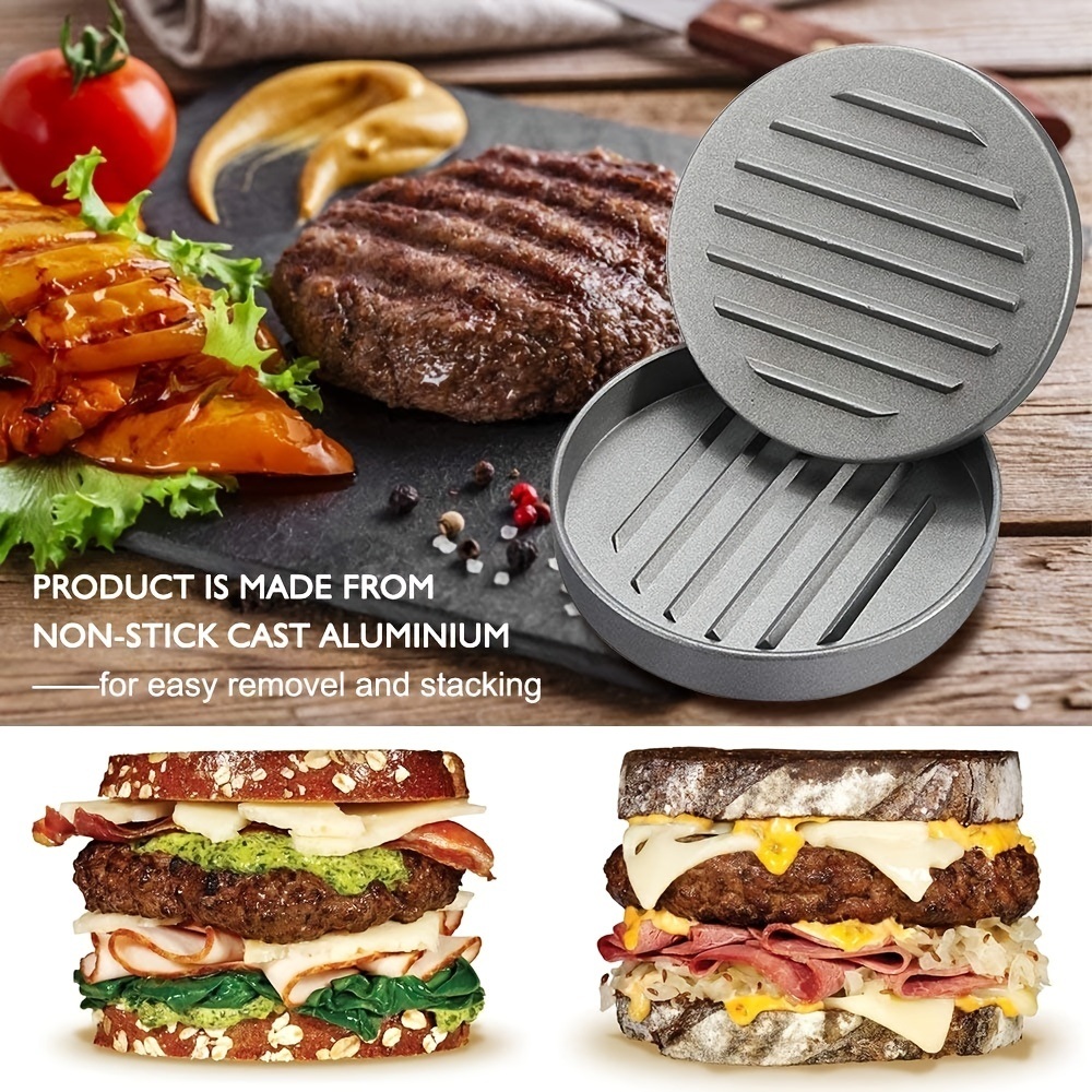 dropship 1pc Non-Stick Aluminum Burger Press - Perfect for Burgers, Patties, Meatballs, Grilling, and Kitchen Cooking - Ideal Back to School Supply