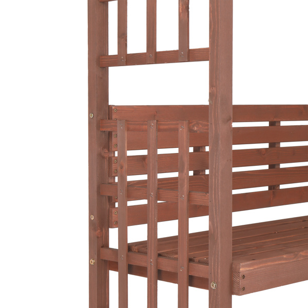 dropship 6.8FT Wooden Arch with Bench for 2 People, Garden Arbor Trellis for Climbing Plant, Outdoor Garden Lawn Backyard Patio Decor, Dark Brown