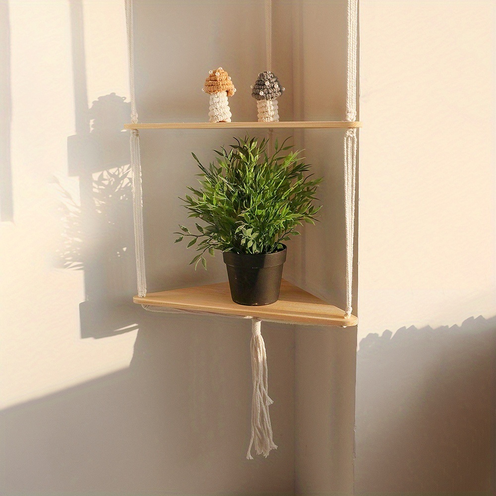dropship 1pc,Boho Triangle Shelves Wall Decor - Plant Hanger, Candle Holder, and Home Decor for Living Room and Bedroom