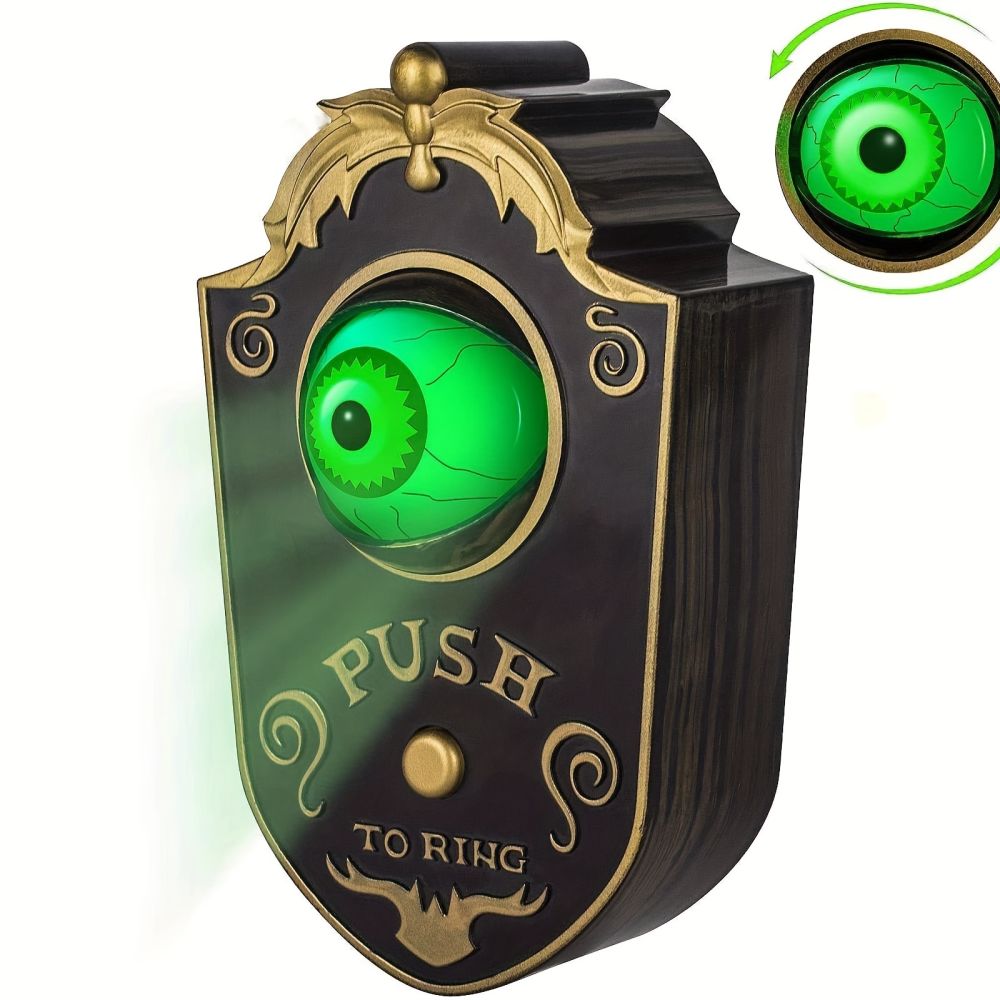 dropship Halloween Decoration, Ghost Doorbell Animated Eyeball Halloween Decoration With Spooky Sounds, Trick Or Treat Activities For Kids, Haunted House Halloween Party Props Decoration,(NON-ELECTRIC)