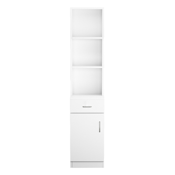 dropship FCH Standing 5 Compartments 1 Drawer 1 Door MDF Barber Cabinet White