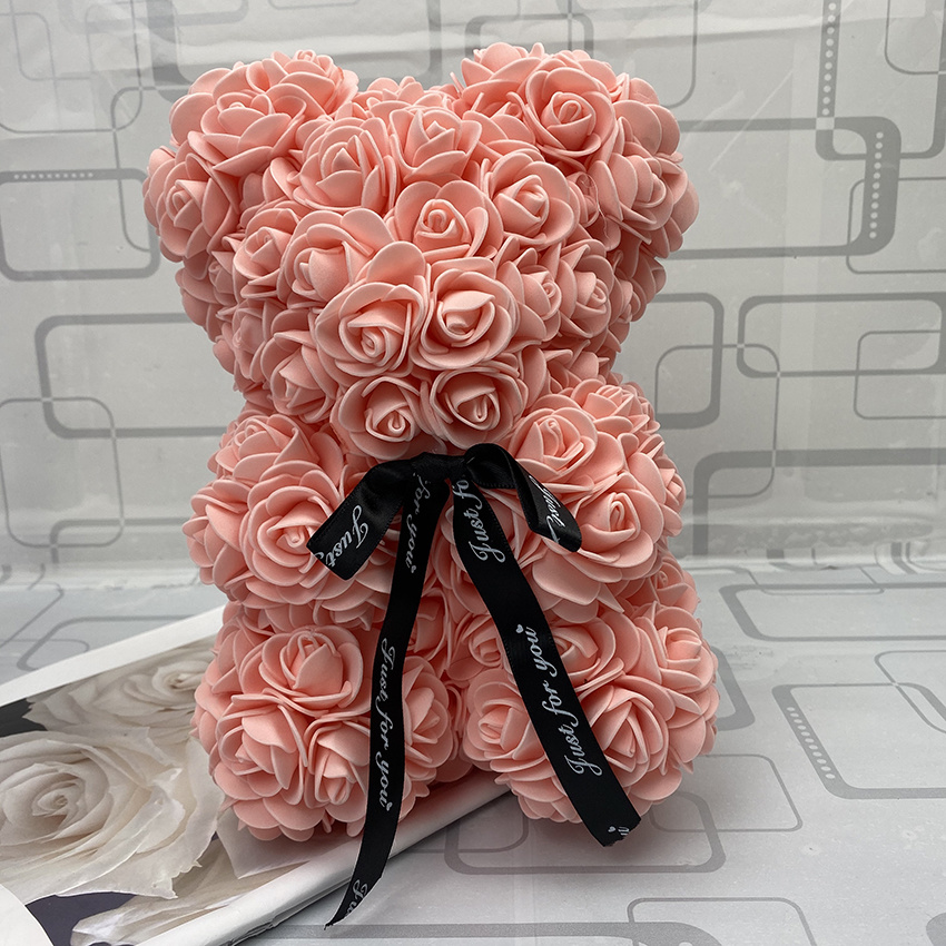 dropship Valentines Day Gift 25cm Red Rose Teddy Bear Flower Valentines Gift