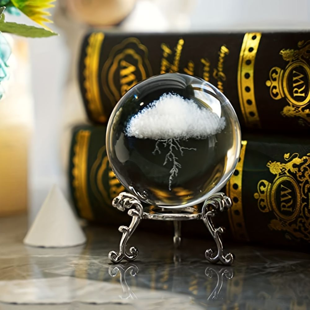 dropship 1pc Thunder Cloud Round Holiday Gift Desktop Home Creative Crystal Ball Small Ornaments, Living Room Bedroom Decoration Crafts, Home Decor,Christmas Gift