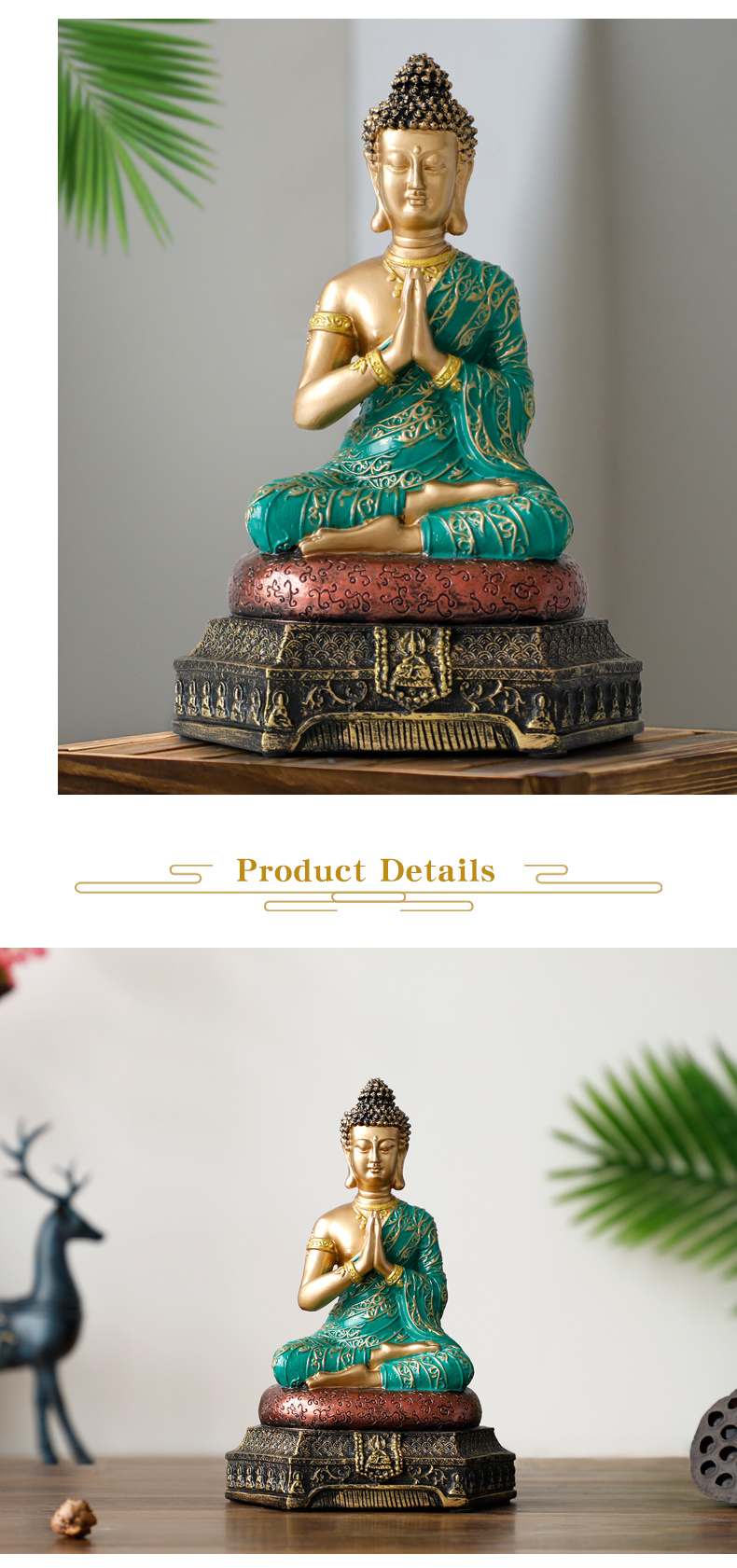 dropship Buddha Statues Thailand for Garden office home Decor Desk ornament fengshui hindu sitting Buddha figurine Decoration